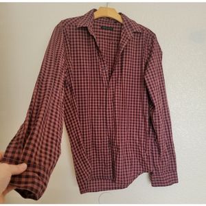 Theory casual burgundy button up Size small unisex